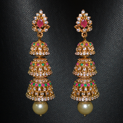 "1grm Fancy Gold coated Ear tops (Jhumkas)- MGR-1123-001 - Click here to View more details about this Product
